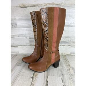 Matisse Benoit womens 10 brown Leather snakeskin boho riding boot shoe new